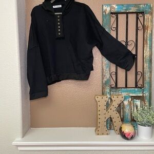 Black Button-Up Women's Hoodie